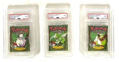Lot 429 - Pokemon WOTC Jungle Booster Pack Art Set PSA 9 x 3