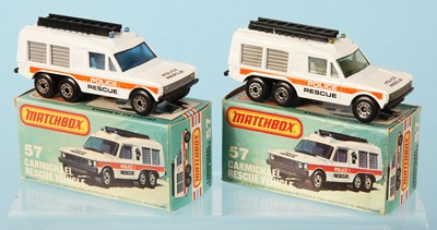 Lot 193 - Matchbox Superfast 2 x 57e Range Rover Carmichael Commando Police Rescue Vehicle