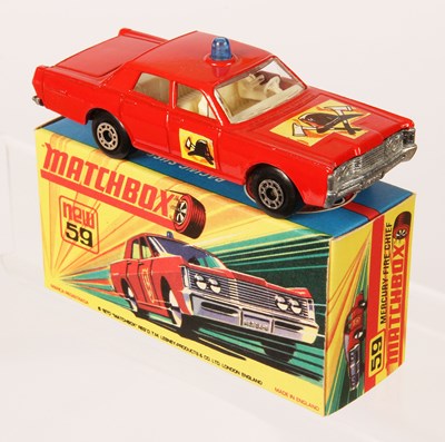 Lot 195 - Matchbox Superfast 59b Mercury Park Lane Fire Chief Car - TWIN PACK ISSUE WITH DOT-DASH WHEELS