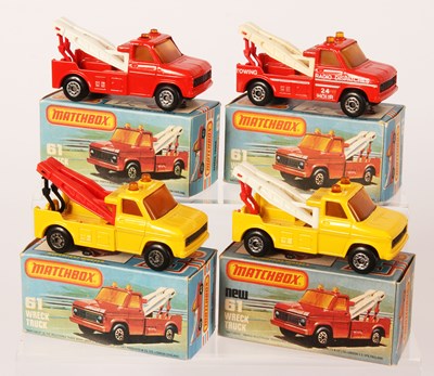 Lot 201 - Matchbox Superfast 4 x 61b Ford A Series Wreck Truck