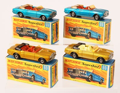 Lot 216 - Matchbox Superfast 4 x 69a Rolls Royce Silver Shadow Convertible