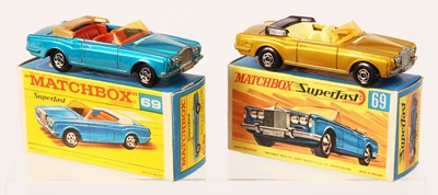 Lot 219 - Matchbox Superfast 2 x 69a Rolls Royce Silver Shadow Convertible