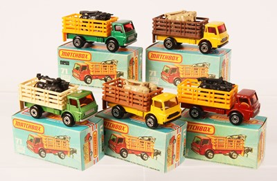 Lot 223 - Matchbox Superfast 5 x 71c Dodge Cattle Truck Variations