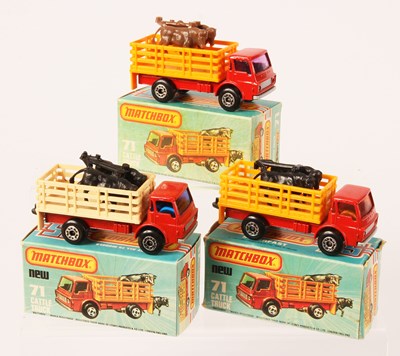 Lot 224 - Matchbox Superfast 3 x 71c Dodge Cattle Truck Variations
