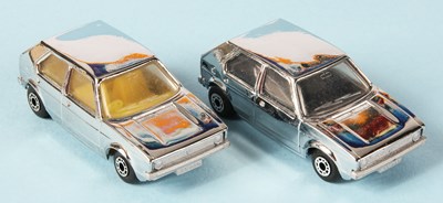 Lot 237 - Matchbox Superfast 2 x 7c Volkswagen Golf MADE IN BULGARIA ISSUES WITH CHROME PLATED BODY