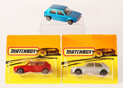 Lot 242 - Matchbox Superfast 3 x 7c Volkswagen Golf MADE IN BULGARIA ISSUES