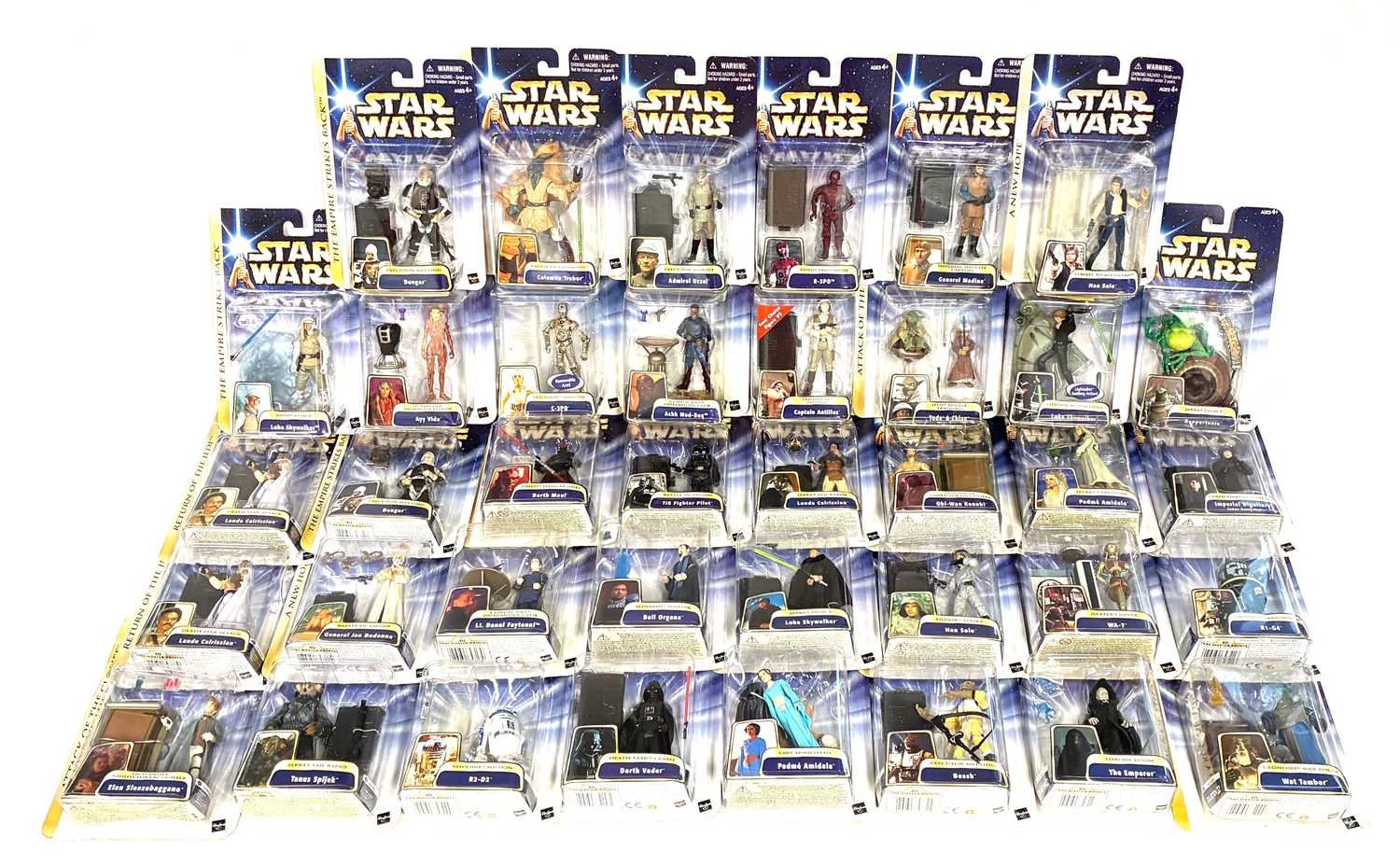Lot 42 - Hasbro Star Wars Saga Gold Border 3 3/4" figures x 38 MISP
