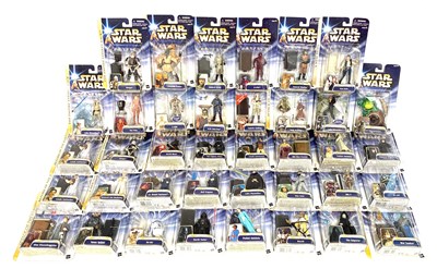Lot 42 - Hasbro Star Wars Saga Gold Border 3 3/4" figures x 38 MISP