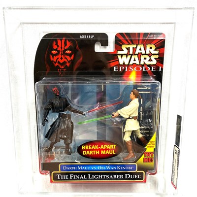 Lot 72 - Hasbro Star Wars Episode 1 Final Lightsaber Duel 3 3/4" figure set Graded AFA 85 NM+