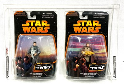 Lot 73 - Hasbro Star Wars ROTS Seperation of the Twins 3 3/4" figure sets x 2 custom Graded UKG 85% MISP