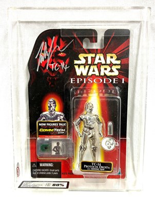 Lot 75 - Hasbro Star Wars Autographed Episode 1 TC-14 3 3/4" figure Graded UKG 80%