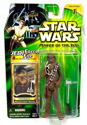 Lot 80 - Hasbro Star Wars Autographed Power of the Jedi Chewbacca 3 3/4" figure MOC