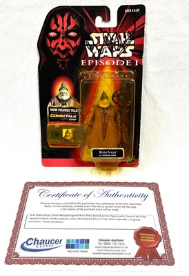 Lot 84 - Hasbro Star Wars Autographed Episode 1 Boss Nass 3 3/4" figure MOC