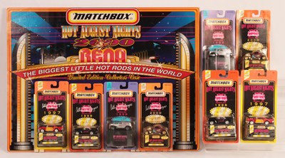 Lot 55 - Matchbox Superfast - Hot August Nights - Reno 2000 Wall Mounted Display + 8x Cars