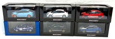 Lot 221 - Minichamps 1/43 Scale Ford Focus Le Mans Limited Edition Diecast Models x 5 and Ford Focus DTC Dealer Model