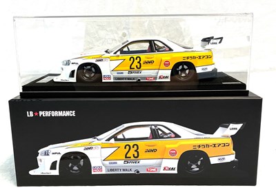 Lot 252 - INNO18 Models 1/18th scale Die-cast Nissan Skyline LBWK Liberty Walk ER34 (white/yellow) MIB