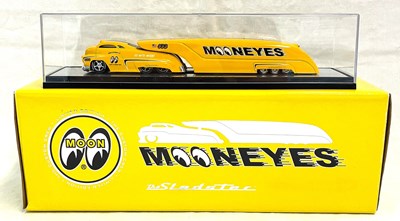 Lot 265 - Big Lou's Custom Crew Mooneyes Die-cast The Sledster (yellow & black) MIB