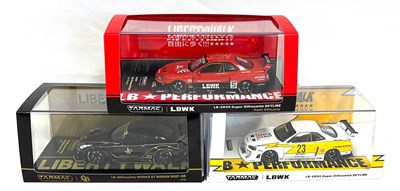 Lot 298 - Hobby 43 Tarmac Die-cast 1/43rd scale Liberty Walk Racing Cars x 3 MISP