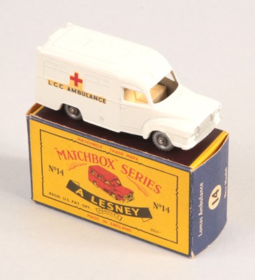 Lot 60 - Matchbox Regular Wheels 14c Bedford Lomas Ambulance WITH DECAL GUIDE LINES CAST TO ROOF + SPW