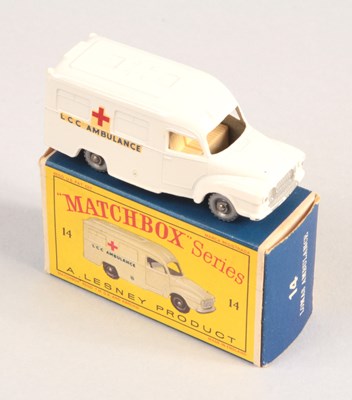 Lot 61 - Matchbox Regular Wheels 14c Bedford Lomas Ambulance WITH DECAL GUIDE LINES CAST TO ROOF + SPW