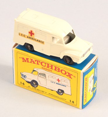Lot 63 - Matchbox Regular Wheels 14c Bedford Lomas Ambulance - WITH RARE BLACK LETTERED DECALS