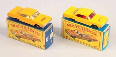 Lot 82 - Matchbox Regular Wheels 2 x 20c Chevrolet Impala Taxi Cab - Stannard Code 3 & Stannard Code 13