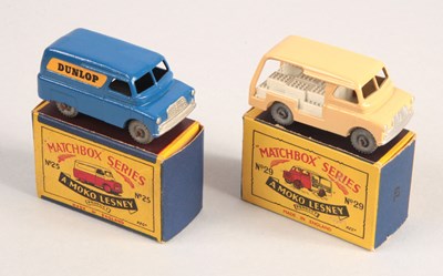 Lot 100 - Matchbox Regular Wheels 25a Bedford CA Dunlop Van + 29a Bedford CA Milk Float