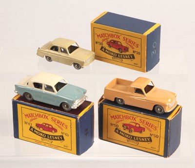 Lot 125 - Matchbox Regular Wheels Group of 3 x 1950's Issue British Cars & Pick-up Trucks