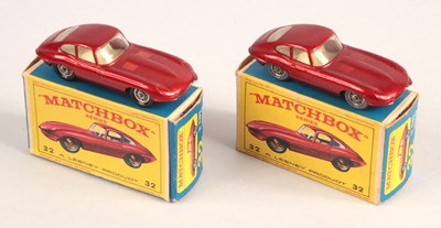 Lot 141 - Matchbox Regular Wheels 2 x 32b Jaguar E-Type - Stannard Code 2 + Stannard Code 4
