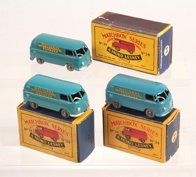Lot 151 - Matchbox Regular Wheels 3 x 34a Volkswagen Transporter Van Variations