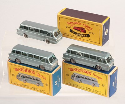 Lot 171 - Matchbox Regular Wheels 3 x 40b Leyland Royal Tiger Coach SPW & GPW Variations