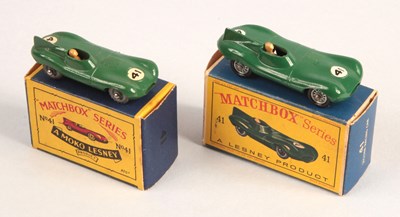 Lot 172 - Matchbox Regular Wheels 41a Jaguar D-Type + 41b Jaguar D-Type