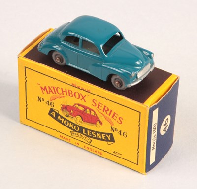 Lot 197 - Matchbox Regular Wheels 46a Morris Minor - Stannard Code 6 - BLUE BODY + GPW + TYPE B4 BOX