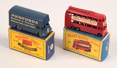 Lot 198 - Matchbox Regular Wheels 46b Guy Pickfords Removal Van + 56a London Trolleybus