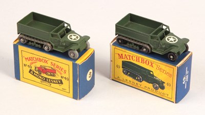Lot 213 - Matchbox Regular Wheels 2 x 49a US Army Half Track - Stannard Code 2 & Stannard Code 16