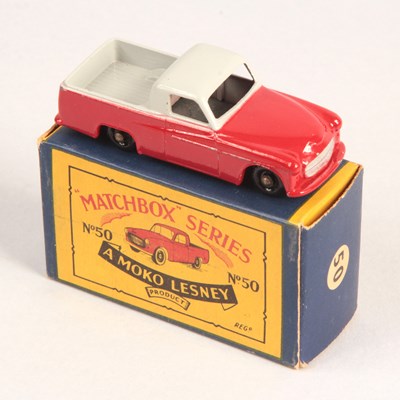 Lot 219 - Matchbox Regular Wheels 50a Commer Pick-up Truck - Stannard Code 18 RED/GREY BODY WITH 24-TREAD BPW