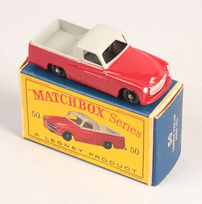 Lot 220 - Matchbox Regular Wheels 50a Commer Pick-up Truck - Stannard Code 18 RED/GREY BODY + 24-TREAD BPW