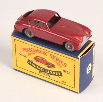 Lot 231 - Matchbox Regular Wheels 53a Aston Martin DB2/4 - MET RED BODY + GPW + TYPE B4 BOX