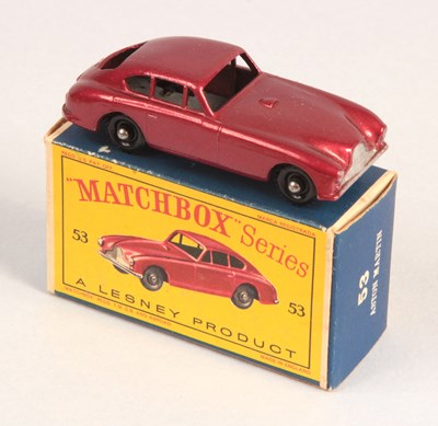 Lot 233 - Matchbox Regular Wheels 53a Aston Martin DB2/4 MET RED BODY + BPW + RARE TYPE D1 BOX
