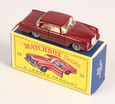 Lot 234 - Matchbox Regular Wheels 53b Mercedes 220SE Coupe Stannard Code 2 Maroon Body + SPW