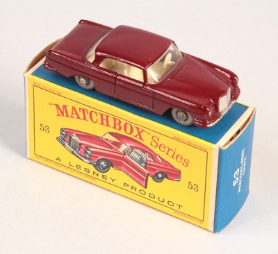 Lot 235 - Matchbox Regular Wheels 53b Mercedes 220SE Coupe Stannard Code 3 Maroon Body + GPW