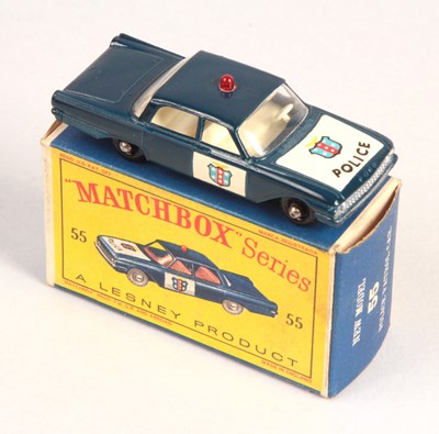 Lot 240 - Matchbox Regular Wheels 55b Ford Fairlane Police Car - Stannard Code 1 RARE DARK BLUE BODY