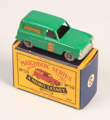 Lot 252 - Matchbox Regular Wheels 59a Ford Thames Singer Van - Stannard Code 7 DARK GREEN BODY + GPW