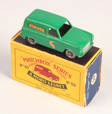 Lot 253 - Matchbox Regular Wheels 59a Ford Thames Singer Van - Stannard Code 9 DARK GREEN BODY + SPW