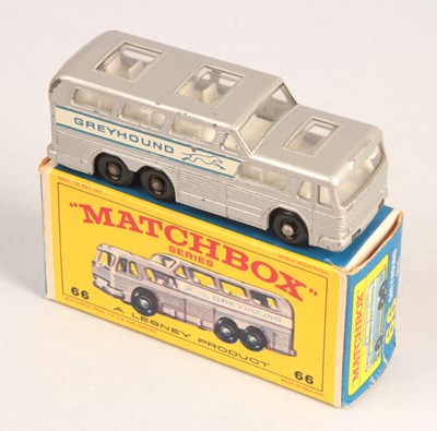 Lot 268 - Matchbox Regular Wheels 66c Greyhound Coach - Stannard Code 1 WITH RARE CLEAR WINDOWS