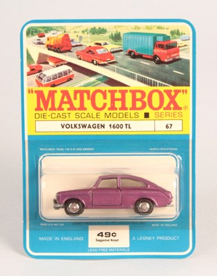 Lot 269 - Matchbox Regular Wheels 67b Volkswagen 1600TL RARE TRANSITIONAL METALLIC PURPLE BODY + CANADIAN BLISTER