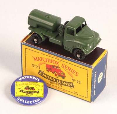 Lot 273 - Matchbox Regular Wheels 71a Austin Military Water Tanker - Stannard Code 1 WITH LAPEL BADGE