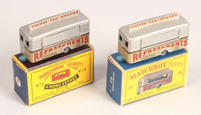 Lot 278 - Matchbox Regular Wheels 2 x 74a Mobile Refreshments Canteen Stannard Code 4 & Code 15