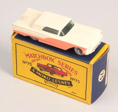 Lot 280 - Matchbox Regular Wheels 75a Ford Thunderbird Stannard Code 2 DARK BLUE BASE + 20-TREAD SPW
