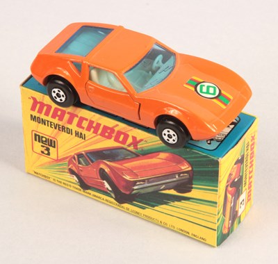Lot 361 - Matchbox Superfast 3b Monteverdi Hai RARE RACING NUMBER 6 HOOD LABEL + MATT BLACK BASE